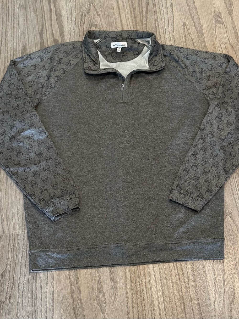 Peter Millar Perth 1/4 Zip Men’s Large Gray Skulls Golf Performance Pullover
